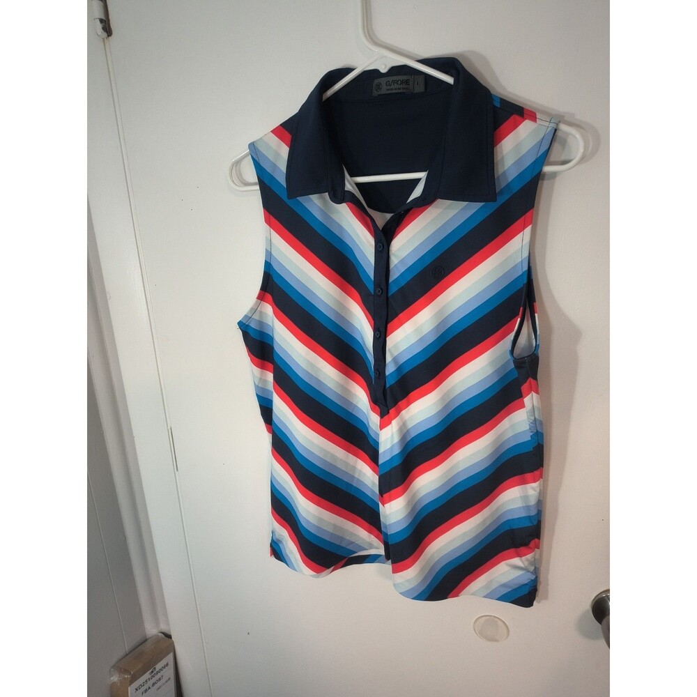 G/Fore Polo Shirt Womens Large Colorful Sleeveless Golf Lightweight Stretch